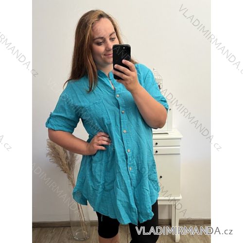 Damen-Hemd in Übergröße mit 3/4-Ärmeln (XL/2XL/3XL Einheitsgröße) ITALIAN FASHION IMB23PAOLA