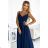 299-9 CHIARA elegantes Maxikleid mit Trägern – dunkelblau mit Glitzer