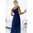 299-9 CHIARA elegantes Maxikleid mit Trägern – dunkelblau mit Glitzer