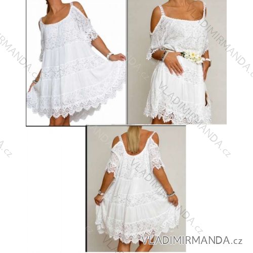 Langes Chiffon-Kurzarmkleid für Damen (S/M ONE SIZE) ITALIAN FASHION IMWGS231048