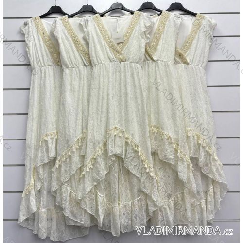 Langes Chiffon-Kurzarmkleid für Damen (S/M ONE SIZE) ITALIAN FASHION IMWGS231048