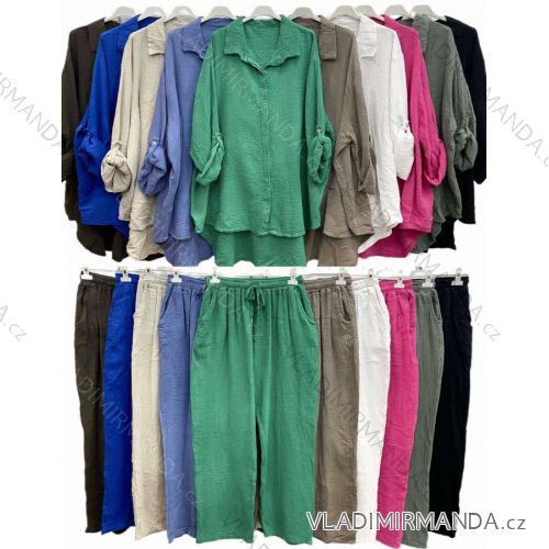 Damen-Set aus langen Hosen und Langarmhemd in Übergröße (Einheitsgröße 3XL/4XL) POLISH FASHION IMWT232651