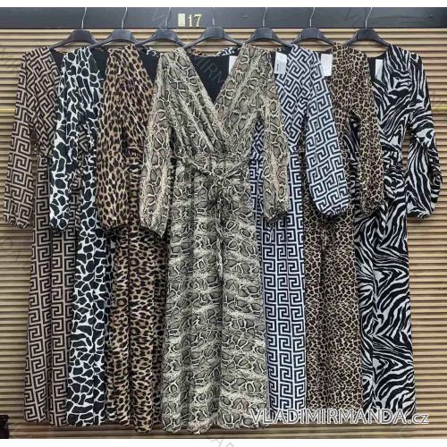 Langes Chiffon-Langarmkleid für Damen (S/M ONE SIZE) ITALIAN FASHION IMWD223346