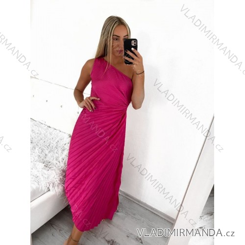 Langes Sommer Damenkleid (uni s-m) ITALIAN FASHION IMM20119 S/M dunkelrosa