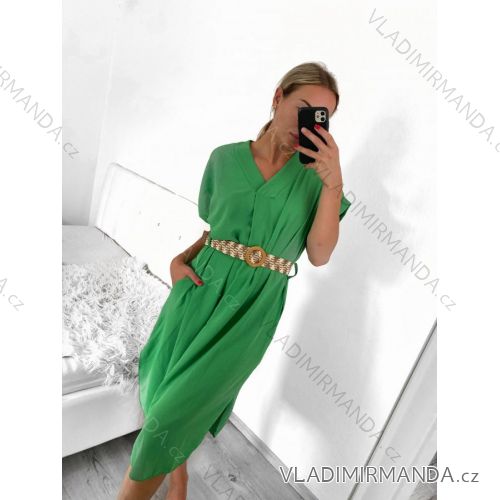 Sommer Midi Kurzarm Sommerkleid (S / M / L ONE SIZE) ITALIAN FASHION IMWA222563