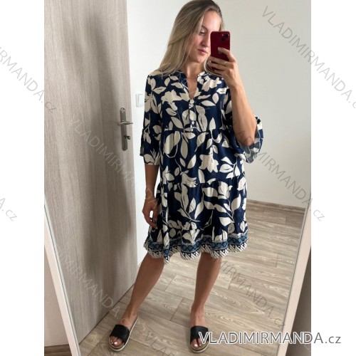 Šaty košilové letní oversize dlouhý rukáv dámské (XL/2XL ONE SIZE) ITALSKá MóDA IM8239802 XL/2XL dunkelblau