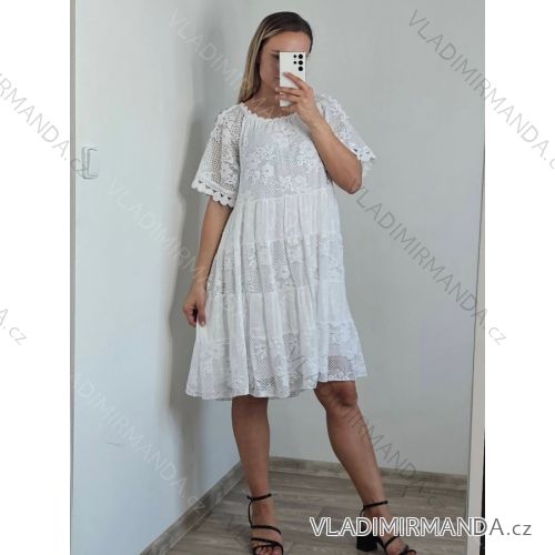 Kurzärmliges Sommerkleid aus Baumwolle für Damen (Einheitsgröße S/M) ITALIAN FASHION IM722253