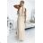 484-1 Plissee-Midikleid mit Tropfenausschnitt – Beige