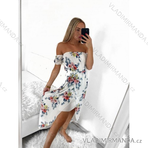 Sommer Kurzarm Sommerkleid (S / M ONE SIZE) ITALIENISCHE MODE IMWY21019 S/M weiß