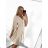 Kleid mit Knöpfen und geknöpften Damen (uni s-m) ITALIAN FASHION IM2203948 S/M béžová