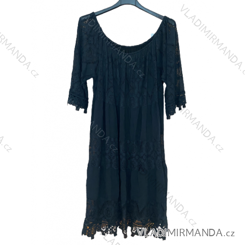 Schulterfreies Carmen-Spitzenkleid für Damen (XL/2XL ONE SIZE) ITALIAN FASHION IM423CAIRO/DUR Schwarz