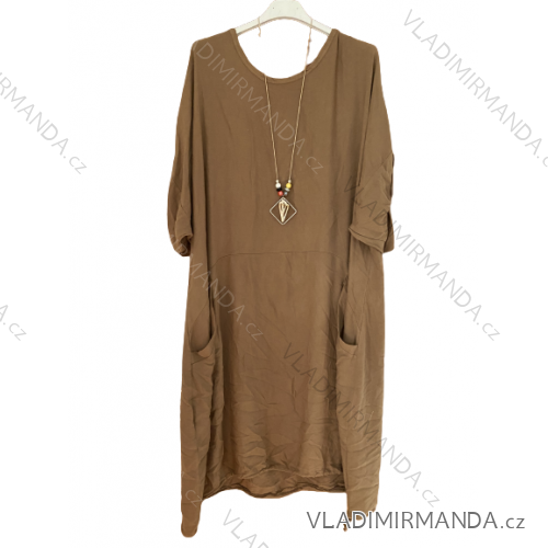Übergroßes Kurzarmkleid für Damen (Einheitsgröße S/M) ITALIAN FASHION IMWY23061 3xl / 4xl braun