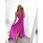 Langes Sommerkleid aus Satin mit Trägern Damen mit Gürtel (UNI S / M) ITALIAN FASHION IMM22INFINITE -   grüne Erbse -   S / M