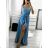 Langes Sommerkleid aus Satin mit Trägern Damen mit Gürtel (UNI S / M) ITALIAN FASHION IMM22INFINITE -   grüne Erbse -   S / M