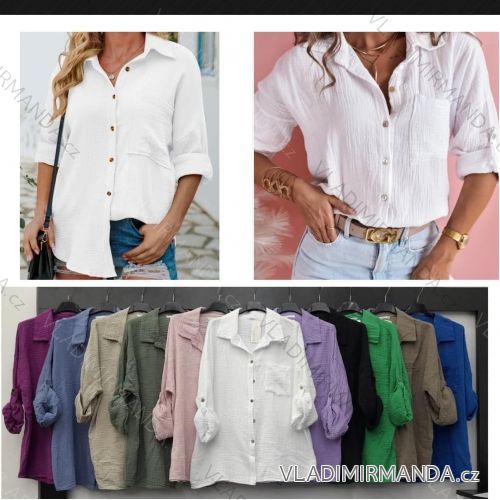 Damen-Musselin-Hemd mit langen Ärmeln (Einheitsgröße S/M) ITALIAN FASHION IMWB232714