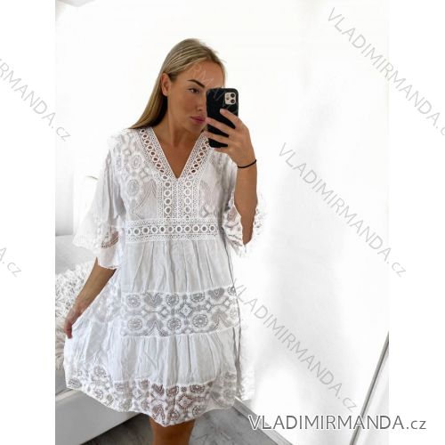 Šaty s páskem krátký rukáv dámské nadrozměr (XL/2XL ONE SIZE) ITALSKÁ MÓDA IMBM23019