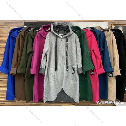 Langärmliger Damenmantel aus Fleece mit Kapuze (S/M EINHEITSGRÖSSE) ITALIAN FASHION IMWD232743