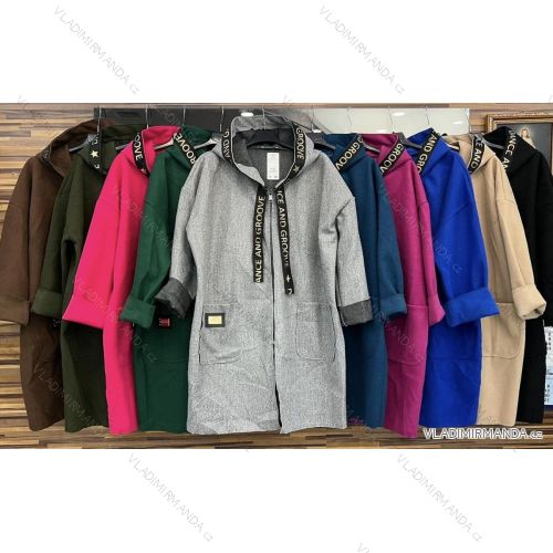 Damen-Fleecemantel mit Kapuze und langen Ärmeln (Einheitsgröße S/M) ITALIAN FASHION IMWD232748