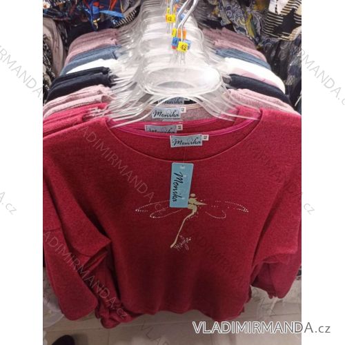 Oversize-Damenbluse mit langen Ärmeln und Wattierung (Größen L-4XL) POLISH FASHION PMF25MONIKA