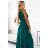 299-11 CHIARA elegantes Maxi-Langkleid mit Trägern – grün