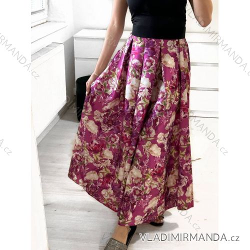 Langer Satinrock für Damen (Einheitsgröße S/M) ITALIAN FASHION IMM23M22197 S/M Fuchsie
