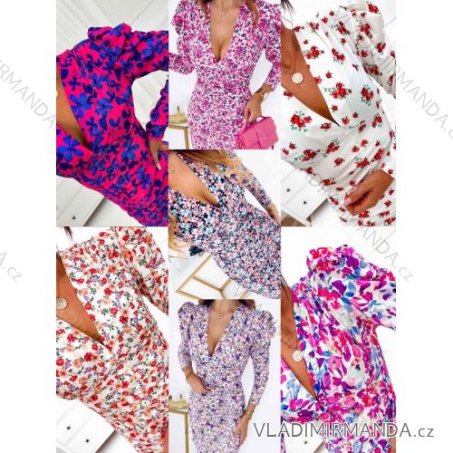 Langes, elegantes Musselin-Kleid mit langen Ärmeln für Damen (Einheitsgröße S/M) ITALIAN FASHION IMWGB232515