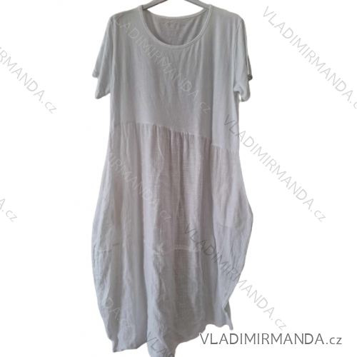 Kurzärmliges Sommerkleid aus Baumwolle für Damen (Einheitsgröße S/M) ITALIAN FASHION IM722253 S/M weiß