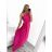 Langes, formelles, elegantes, ärmelloses Satin-Plisseekleid für Damen (Einheitsgröße S/M) ITALIAN FASHION IMM23M5790