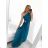 Langes, formelles, elegantes, ärmelloses Satin-Plisseekleid für Damen (Einheitsgröße S/M) ITALIAN FASHION IMM23M5790