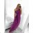 Langes, formelles, elegantes, ärmelloses Satin-Plisseekleid für Damen (Einheitsgröße S/M) ITALIAN FASHION IMM23M5790