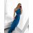 Langes, formelles, elegantes, ärmelloses Satin-Plisseekleid für Damen (Einheitsgröße S/M) ITALIAN FASHION IMM23M5790