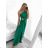 Langes, formelles, elegantes, ärmelloses Satin-Plisseekleid für Damen (Einheitsgröße S/M) ITALIAN FASHION IMM23M5790