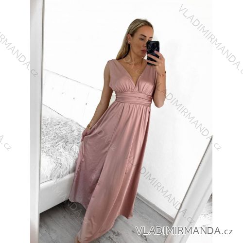 Langes ärmelloses Abendkleid für Damen (S/M/L EINHEITSGRÖSSE) ITALIAN FASHION IMS235192