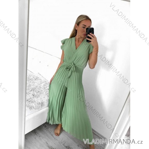 Šaty košilové dlouhý rukáv dámské (S/M ONE SIZE) ITALSKÁ MÓDA IMWB22192 S/M hellgrün