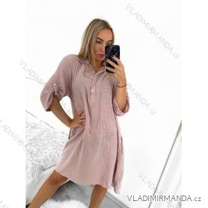 Übergroßes Damen-Hemdkleid mit 3/4-Ärmeln in Übergröße (L/XL/2XL Einheitsgröße) ITALIAN FASHION IM423111