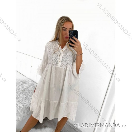 Shirt verlängert 3/4 Langarm Damen (L/XL/2XL ONE SIZE) ITALIAN FASHION IM423025 L/XL weiß