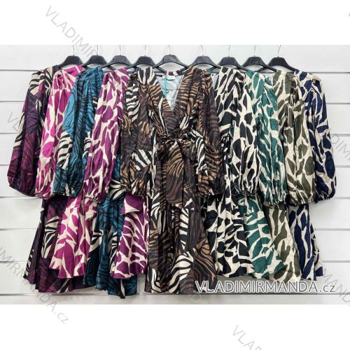 Damen-Sommerkleid aus Chiffon mit langen Ärmeln (Einheitsgröße S/M) ITALIAN FASHION IMWP233006