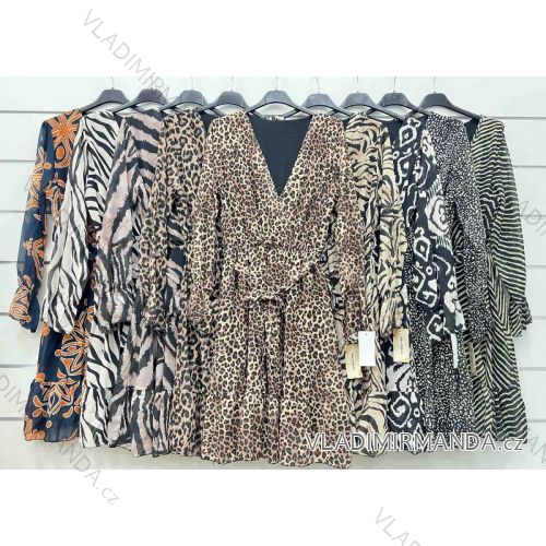 Damen-Sommerkleid aus Chiffon mit langen Ärmeln (Einheitsgröße S/M) ITALIAN FASHION IMWP233008