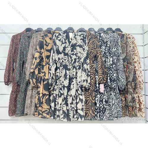 Damen-Sommerkleid aus Chiffon mit langen Ärmeln (Einheitsgröße S/M) ITALIAN FASHION IMWP233015