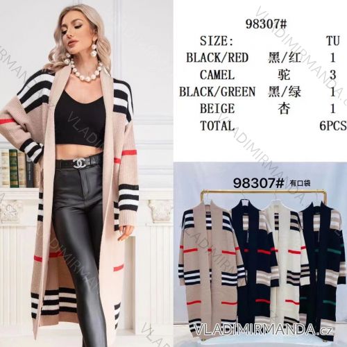 Damen-Strickjacke mit Kapuze und langen Ärmeln (Einheitsgröße S/M) ITALIAN FASHION IMWCA23CR217