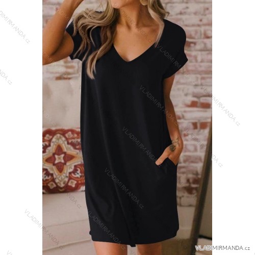 Kurzärmliges Sommerkleid aus Baumwolle für Damen (S / M / L / XL ONE SIZE) ITALIAN FASHION IMD22472 M / L schwarz