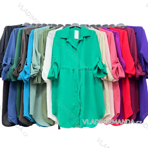 Šaty košilové oversize krátký rukáv dámské (M/L//XL ONE SIZE) ITALSKÁ MÓDA IM422525
