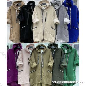 Langärmeliger Kapuzenmantel für Damen in Übergröße (XL/2XL ONE SIZE) ITALIAN FASHION IMWC233169