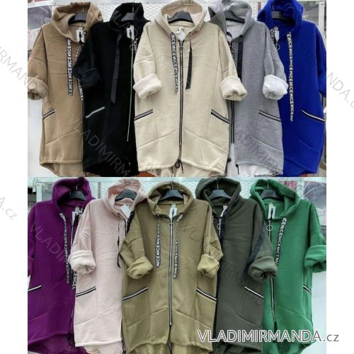 Langärmeliger Kapuzenmantel für Damen in Übergröße (XL/2XL ONE SIZE) ITALIAN FASHION IMWC233169