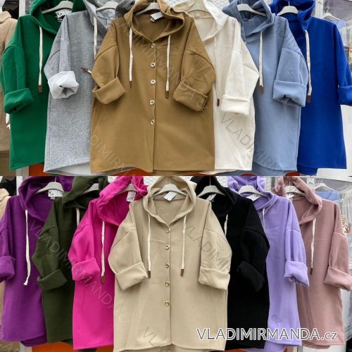 Langärmeliger Kapuzenmantel für Damen in Übergröße (XL/2XL ONE SIZE) ITALIAN FASHION IMWC233197