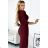 404-5 Glänzendes Kleid mit Ausschnitt und Schlitz am Bein – Farbe Burgund
