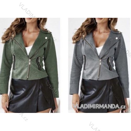 Damen-Lederjacke mit langen Ärmeln (Einheitsgröße S/M) ITALIAN FASHION IMWB22198