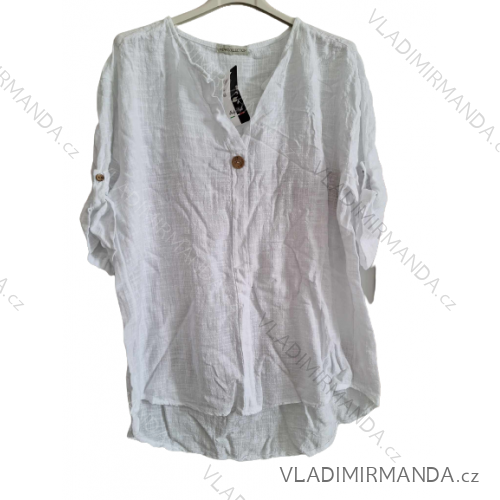 Damen Langarmshirt Tunika Oversized (L / XL ONE SIZE) ITALIAN FASHION IMD211065 XL/2XL weiß