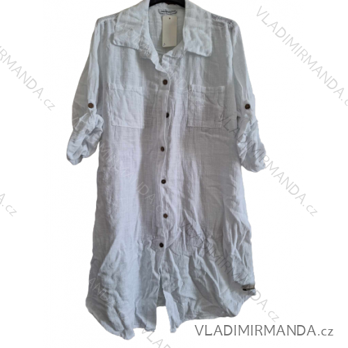 Hemd Kurzarm Kleid Frauen (UNI S-L) ITALIENISCHE MODE IMD20091 XL/2XL weiß