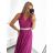 Langes, elegantes, ärmelloses Partykleid für Damen (S/M EINHEITSGRÖSSE) ITALIAN FASHION IMPSH223598/DU Rot